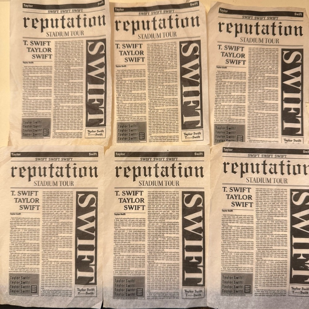 Taylor Swift Reputation Stadium Tour Newspaper Confetti x6 - New Orleans